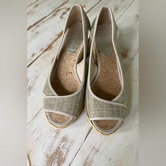 Donald J. Pliner Coraa Linen Espadrille Wedge Sandals sz 6.5 peep toe summer EUC - Picture 2 of 13